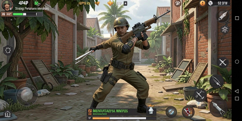Gameplay seru dengan strategi menara dalam 4P4P.