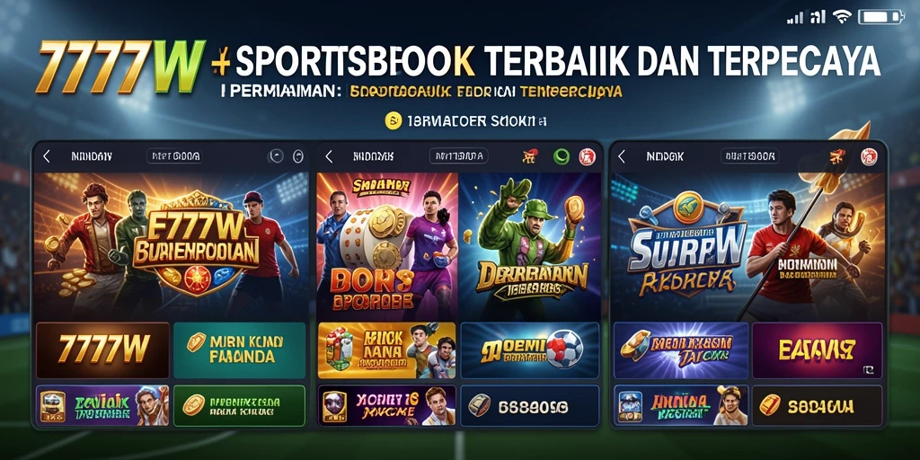 Tampilan antarmuka aplikasi 7777W untuk taruhan olahraga.