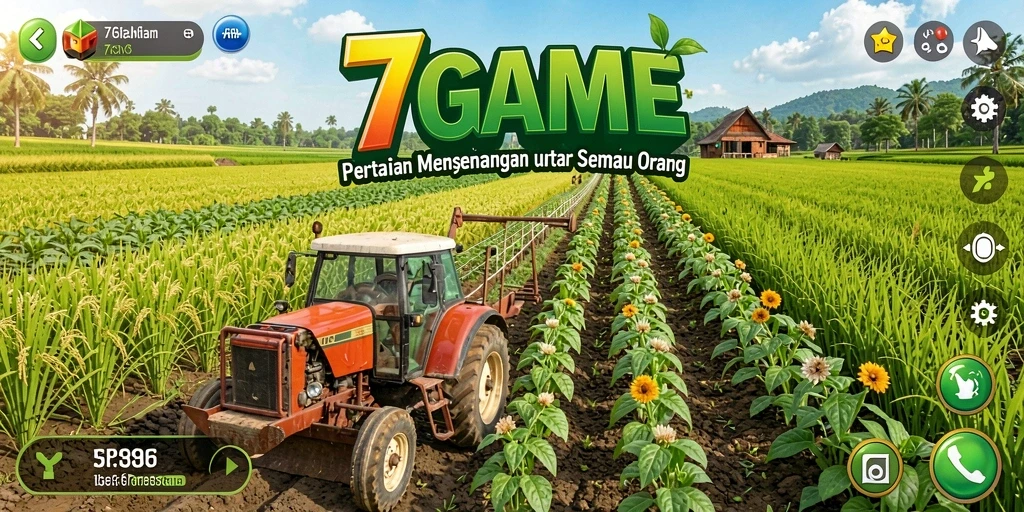 Tampilan permainan 7GAME yang menarik dengan aktivitas bertani.