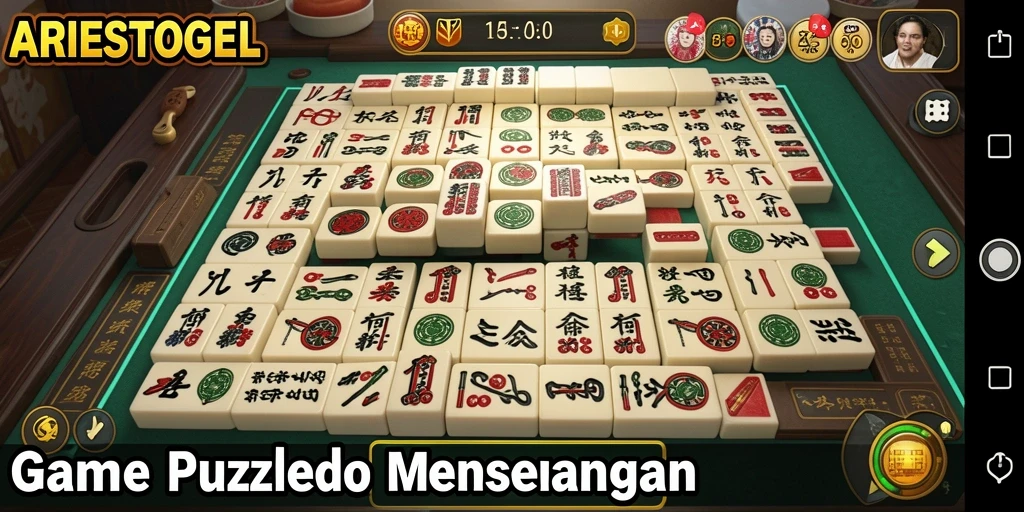 Screenshot ARIESTOGEL menunjukkan gameplay Mahjong yang seru dan menantang.