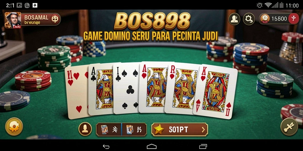 Tampilan gameplay seru dalam permainan Domino BOS898.