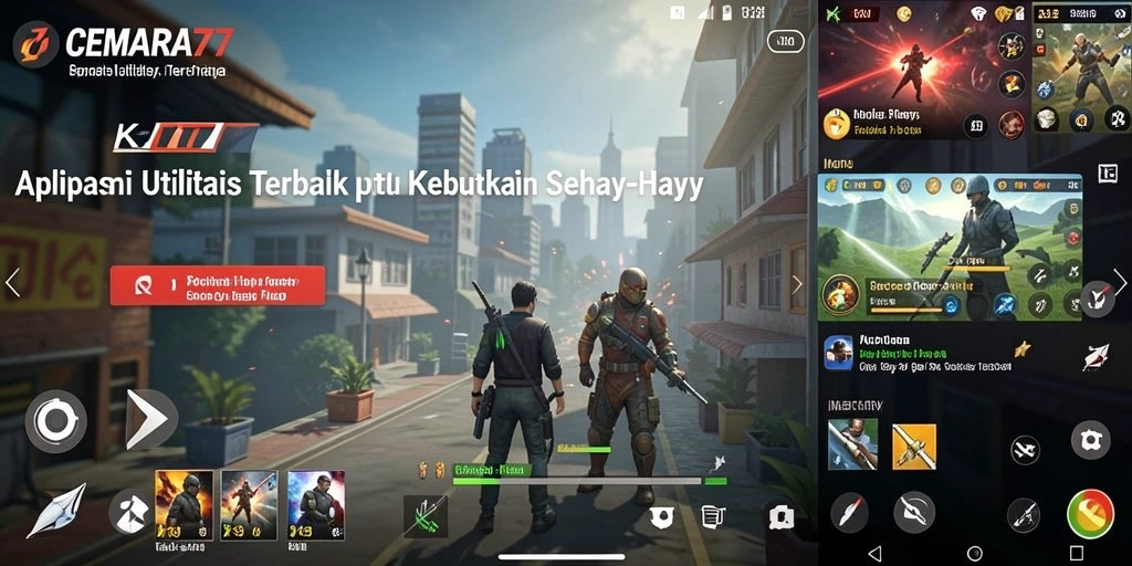 Tampilan aplikasi CEMARA77 dengan fitur utilitas unggulan.