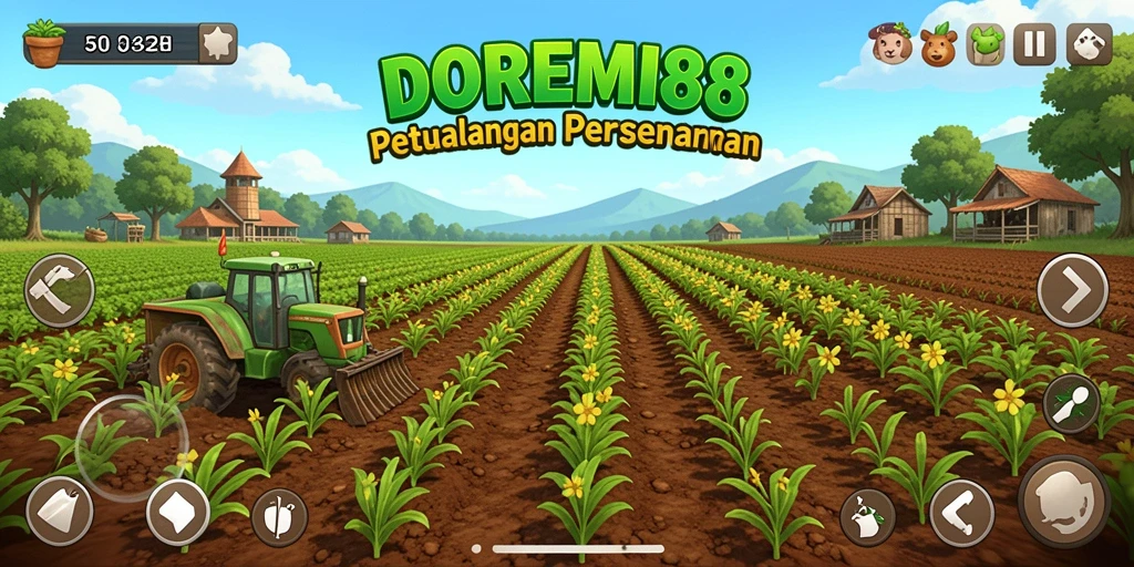 Tampilan gameplay DOREMI88 yang menarik dengan lahan pertanian yang subur.