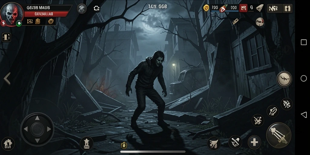 Screenshot gameplay G668 menunjukkan suasana mencekam di dalam kegelapan.