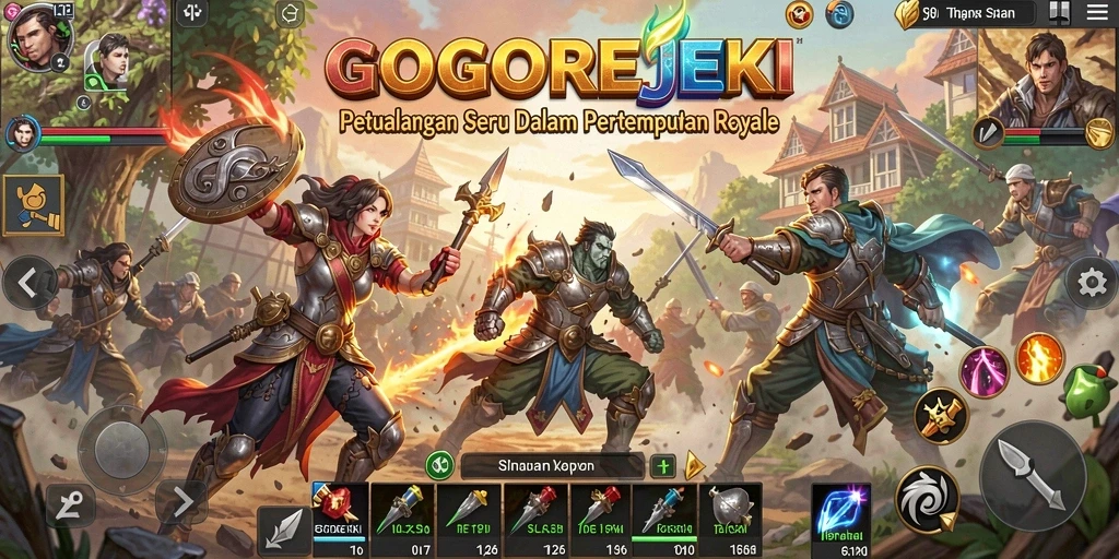 Tampilan gameplay seru dalam GOGOREJEKI dengan aksi pertempuran intens.