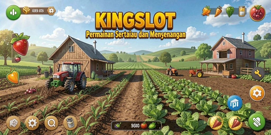 Screenshot KINGSLOT yang menampilkan gameplay pertanian yang seru.