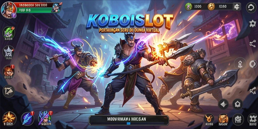 Tampilan gameplay aksi pertarungan di KOBOISLOT yang mendebarkan.