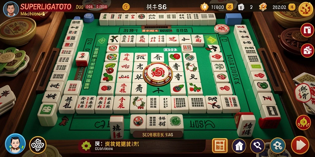 Gameplay SUPERLIGATOTO menampilkan tantangan seru di atas papan Mahjong.