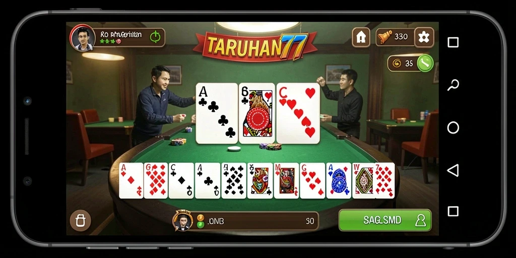 Screenshot gameplay TARUHAN77 dengan suasana permainan Domino yang seru.