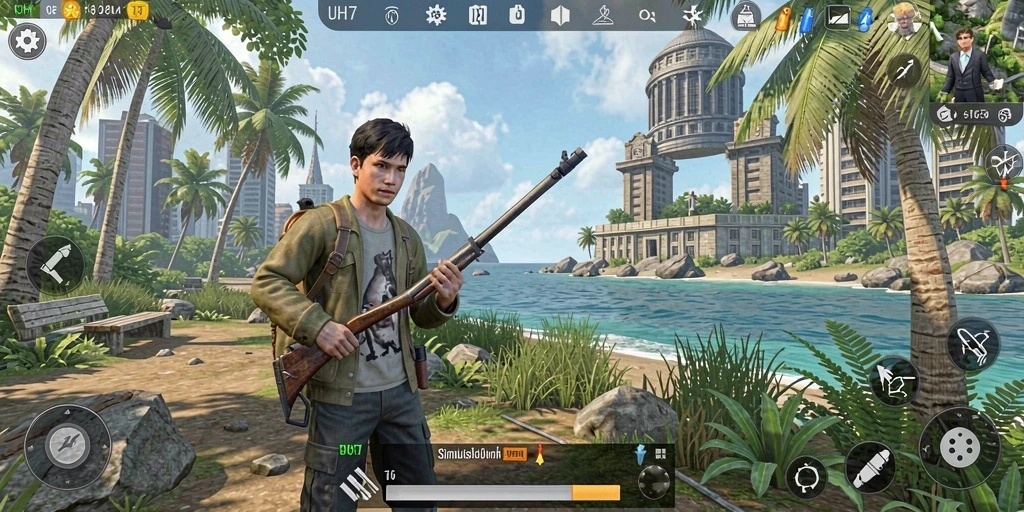 Tampilan gameplay UH77 yang menarik dengan elemen simulasi yang kaya.